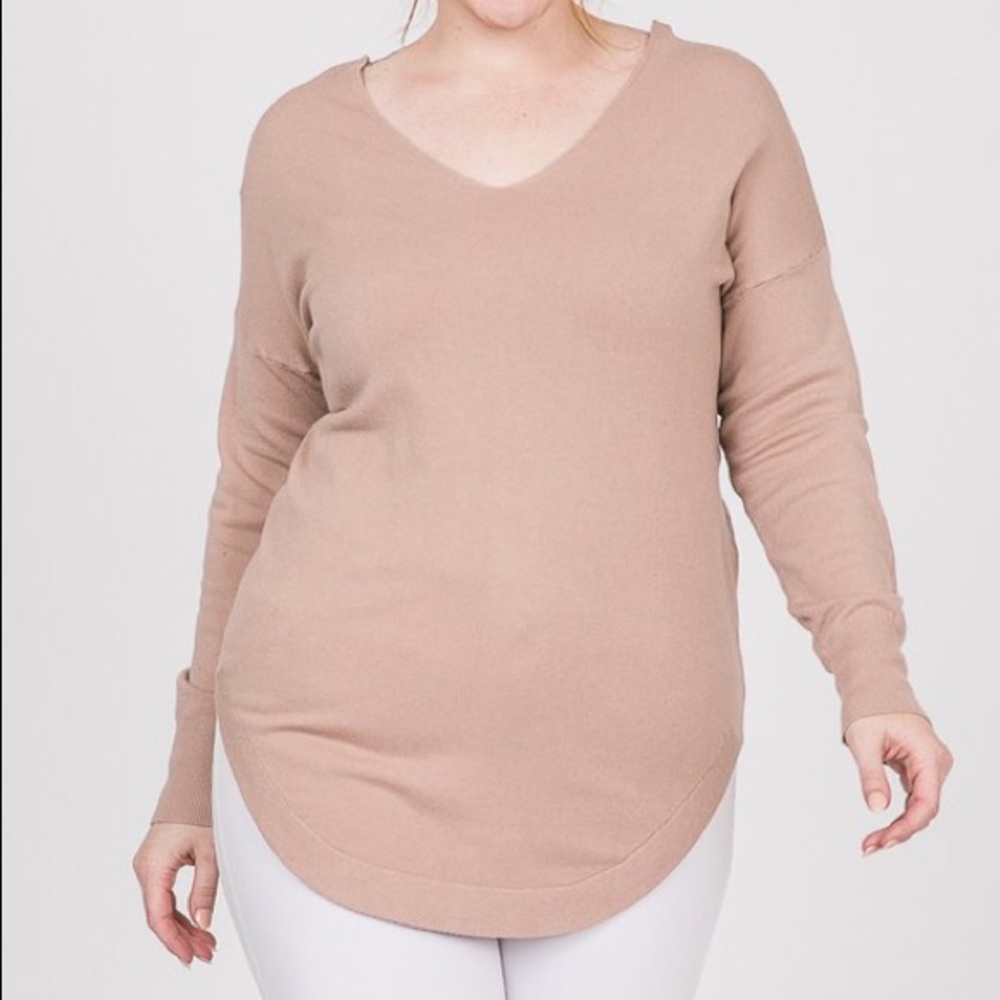 Plus size Tan Sweater Blouse